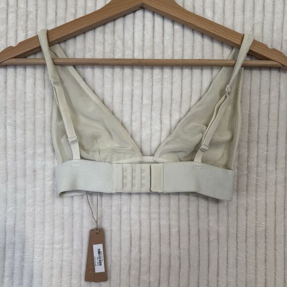 Skims Rib Cotton Plunge Bralette Logo Wireless Bra Size XXS Color Bone NWT - Picture 3 of 9